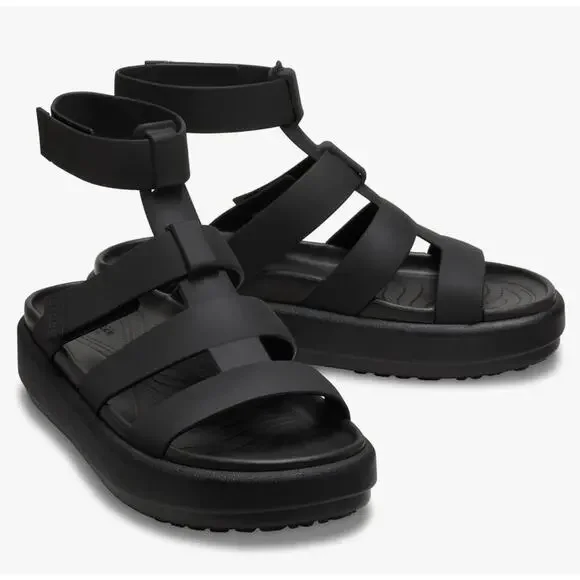 Crocs Women's Brooklyn Luxe Gladiator Platform Sandals Blk sz 7 *NWT* retail $70 - Picture 2 of 7